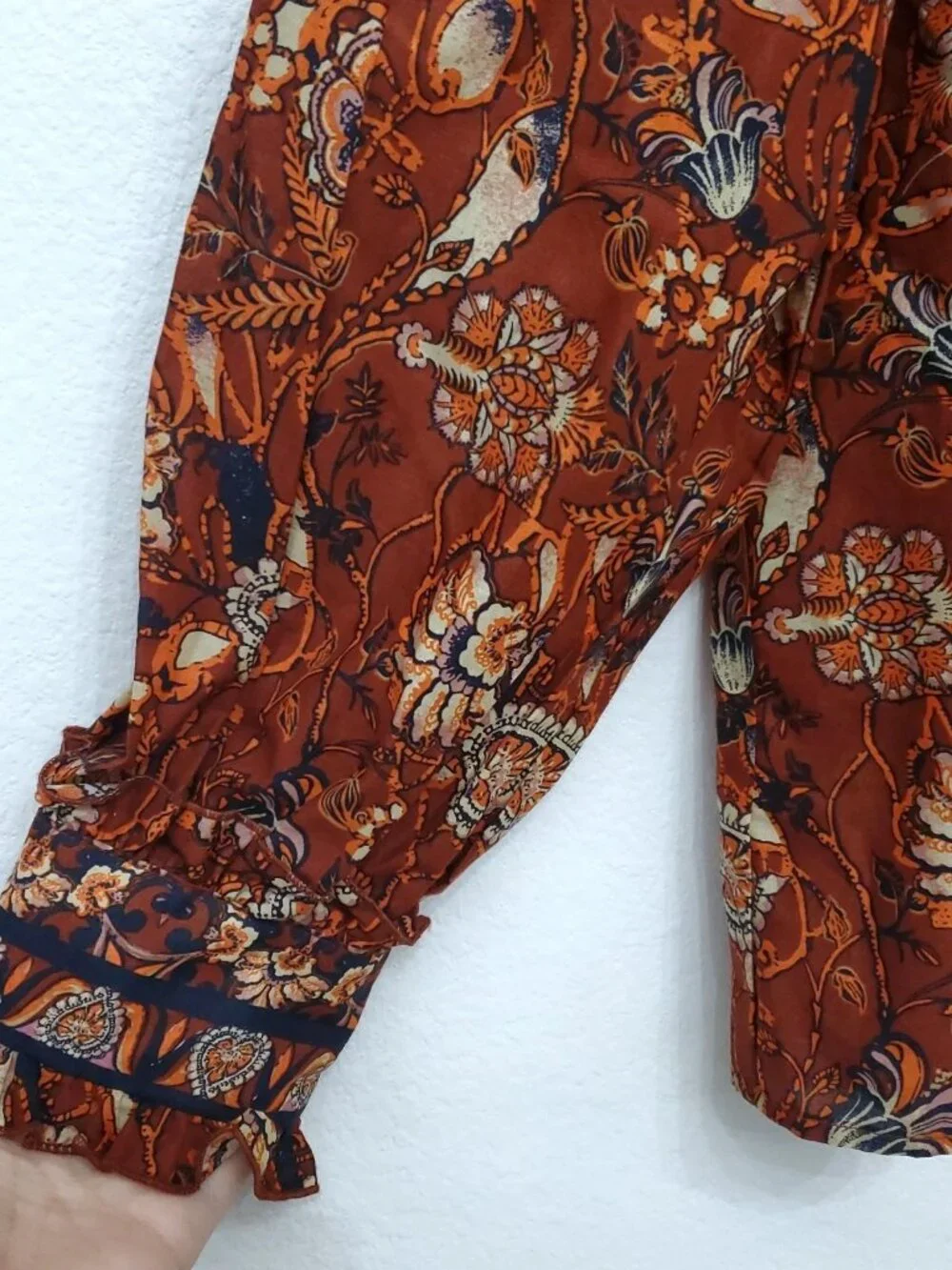 A Loves A Boho Victorian Ruffle Neck Platter Collar Floral Blouse Size XL - Picture 7 of 16